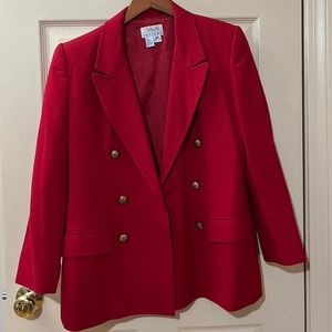 Vintage Talbots Classic Red Wool Double Breasted Blazer w/ Gold Buttons, sz 8P